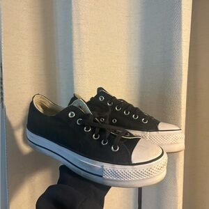 Converse Black and White Low Platform Sneakers